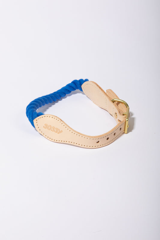 Royal blue leather collar